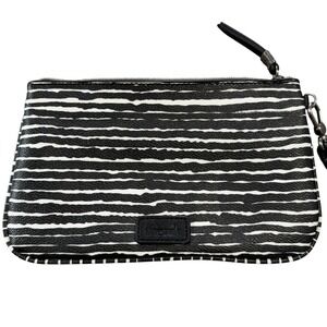 The Sak Zebra Print Wristlet Clutch Black White Zip Pouch Small Bag Clutch